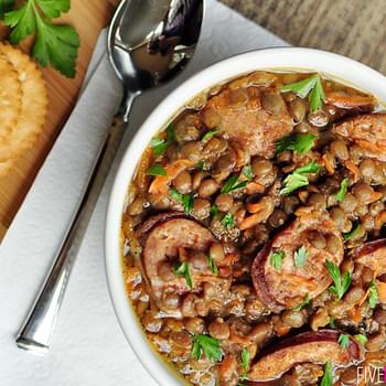 Slow Cooker German Lentils with Sausage