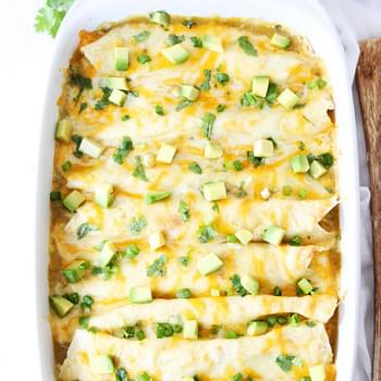 Creamy Spinach and Cheese Green Chile Enchiladas