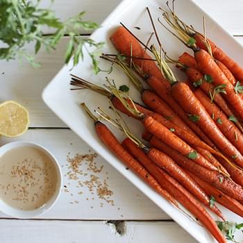 Roasted Carrots with Sweet Tahini Drizzle