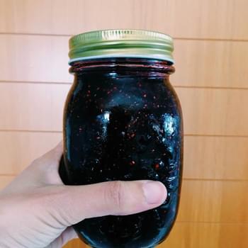 Raw Blackcurrant, Strawberry and Chia Seed Jam