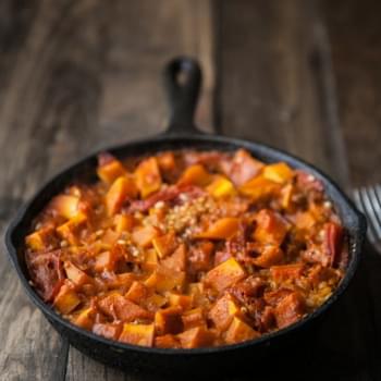 Curried Butternut Squash and Brown Rice Skillet