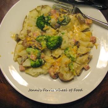 Broccoli, Mushroom and Cheddar Stuffed Potatoes