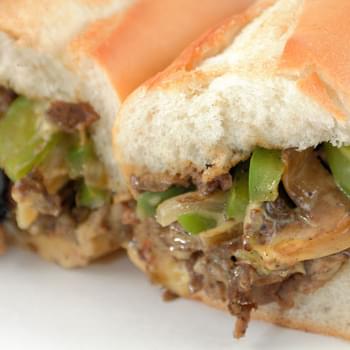 Philly Cheesesteak with Onions & Green Peppers