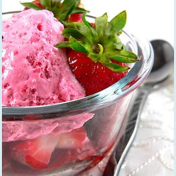 Strawberries and Fake Raspberry Ice Cream
