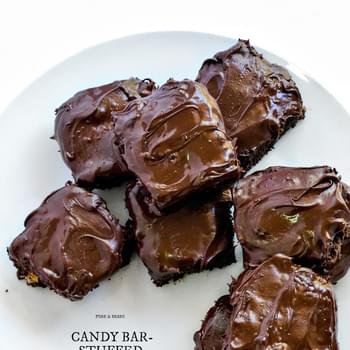 Vegan Candy Bar-Stuffed Brownies