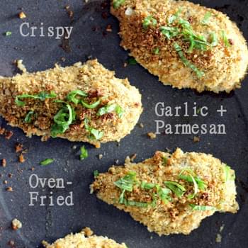 Crispy Garlic + Parmesan Oven-Fried Chicken