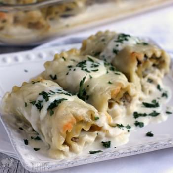 Mushroom, Broccoli, and Spinach Lasagna Roll-ups