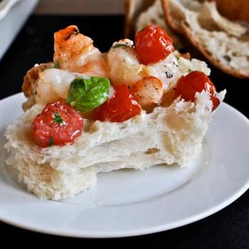 Broiled Shrimp with Tomatoes, Basil and Brie