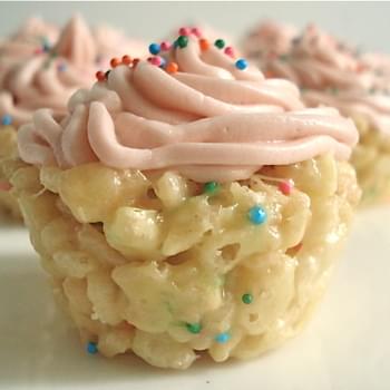 Cake Batter Rice Krispie Cupcakes