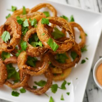 Beer Battered Onion Rings with Smoked Paprika Aioli