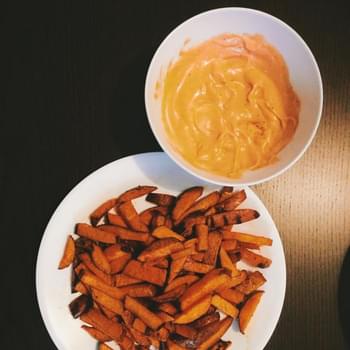 Oven Baked Sweet Potato Fries with Fry Sauce