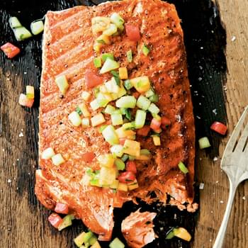 Grilled Salmon with Spicy Melon Salsa