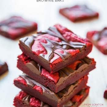 Red Velvet Chocolate-Swirled Brownie Bars