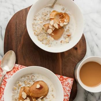 Cracked Freekeh Porridge with Maple Roasted Pears and Cardamom