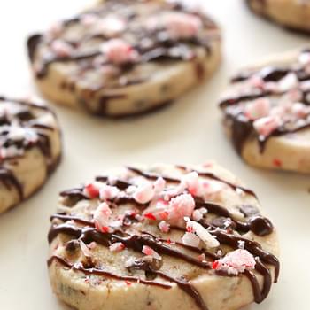 Peppermint Chocolate Chip Shortbread Cookies