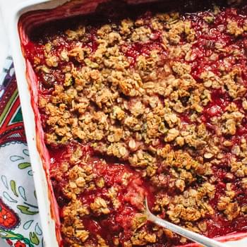 Gluten-Free Plum Crisp with Pistachio, Oat and Almond Meal Topping