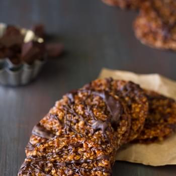 Dark Chocolate Almond Florentine Cookies