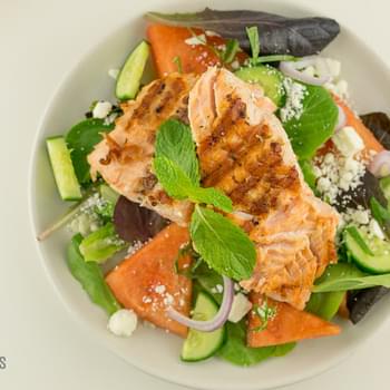 Grilled Salmon with Watermelon Feta Salad