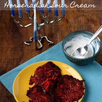 Recipe for Tri-Colored Latkes with Horseradish Sour Cream