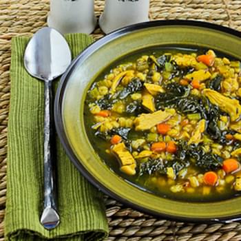 Chicken Soup with Farro, Kale, and Turmeric