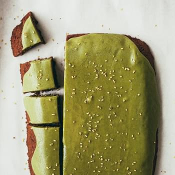 Rich Little Brownies With Matcha Glaze