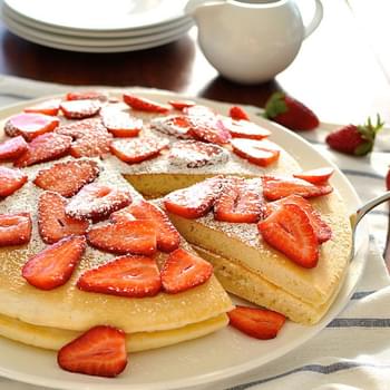 Giant Pancakes with Strawberries