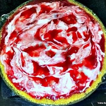 Raspberry Rhubarb Pie with Cream Cheese Swirl