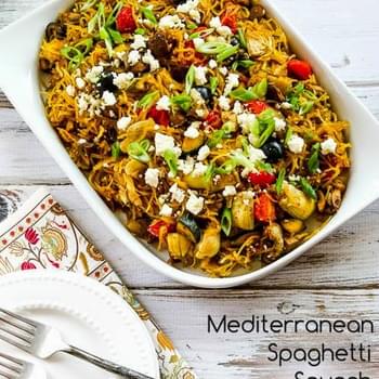 Mediterranean Spaghetti Squash Sauteed with Vegetables and Feta (Low-Carb, Gluten-Free)