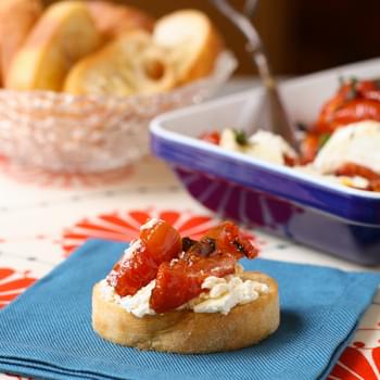 Oven Roasted Tomatoes with Warm Goat Cheese