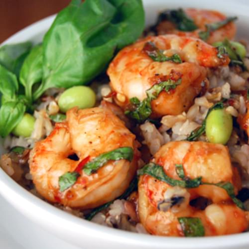 Chili Basil Shrimp w/ Edamame Rice & A GIVEAWAY! (CLOSED)