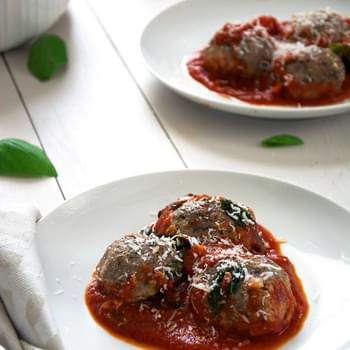 Goat Cheese Stuffed Meatballs with Rustic Tomato Sauce