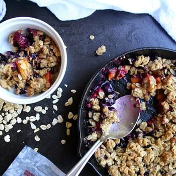 Skillet Summer Berry Crisp with Oatmeal Cookie Topping