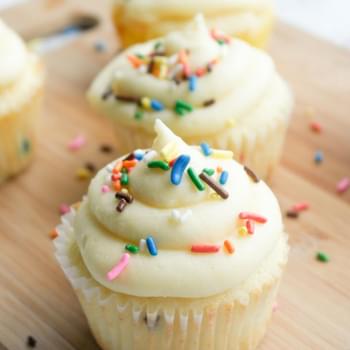 Funfetti Cupcakes with Cake Batter Frosting
