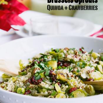 Gluten Free and Vegan Brussels sprouts with Quinoa and Dried Cranberries