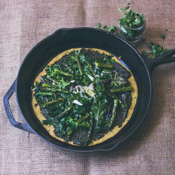 Spring Socca with Pesto, Kale, and Asparagus