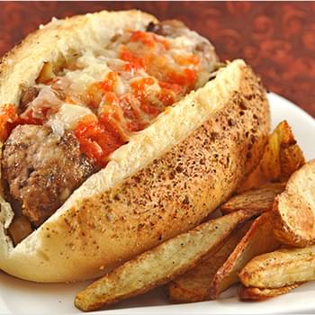 Spanish Meatball Subs with Roasted Red Pepper Sauce