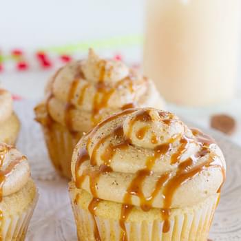 Eggnog Cupcakes with Caramel Eggnog Cupcakes