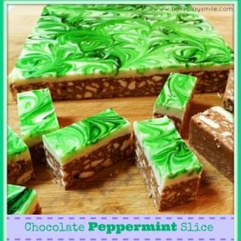 Super Easy Chocolate Peppermint Slice