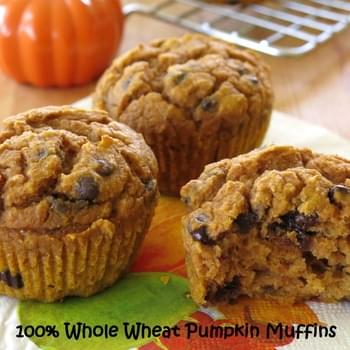 Whole Wheat Pumpkin Muffins with Chocolate Chips