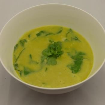 Coconut Curry Split Pea Soup With Rice And Spinach