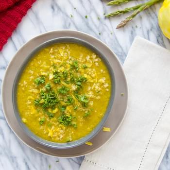 Roasted Asparagus + Quinoa Soup