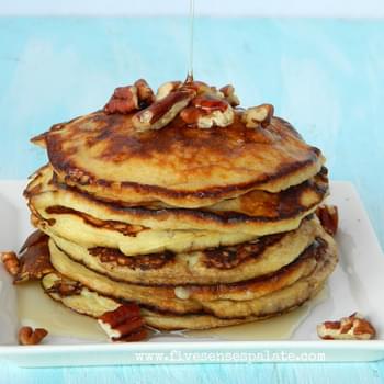 Easy Banana Pancakes with Pecans & Maple Syrup