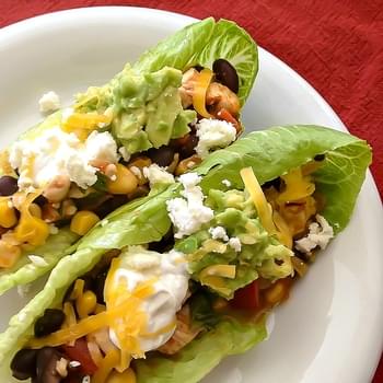 Chipotle Chicken Lettuce Wraps with Black Beans, Corn & Tomatoes