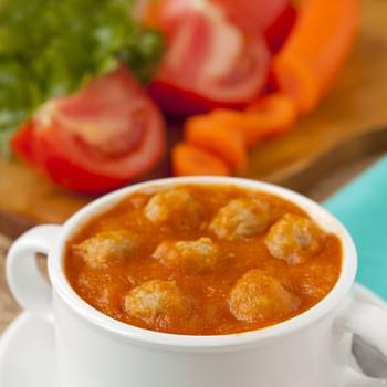 Basil Tomato Soup with Turkey Meatballs