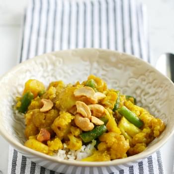 Coconut Curry with Cauliflower and Potatoes.
