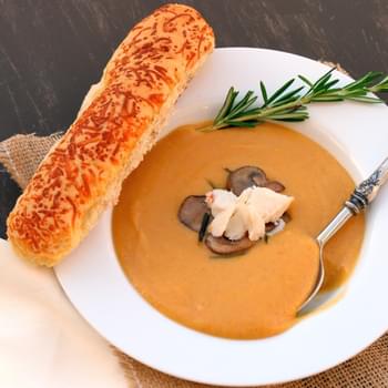 Butternut Squash Soup with Jumbo Lump Crab and Rosemary Mushrooms