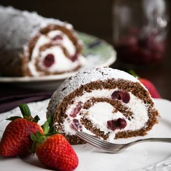 Chocolate Cherry Roll with Rum Cream ~ A Video