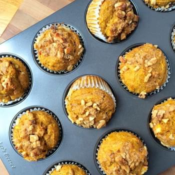 Whole Wheat Pumpkin Muffins with Apples and Walnuts