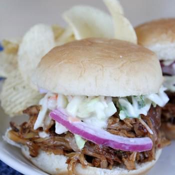 Slow Cooker Pulled Pork Sliders with Bourbon- Peach Barbecue Sauce