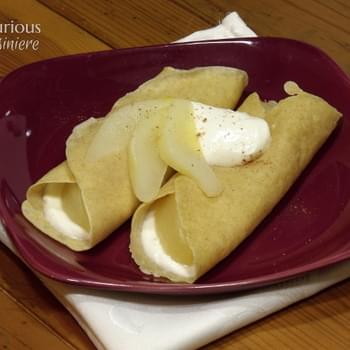 White Wine Poached Pear Crepes